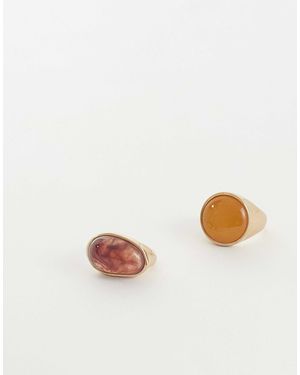 ASOS Curve 2er-pack ringe mit harz-steinfassungen - Weiß