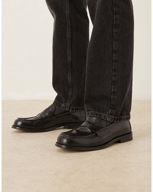 Mango – klassische loafer aus leder - Schwarz
