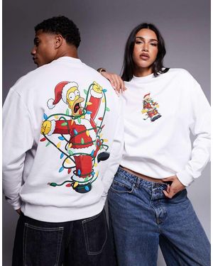 ASOS Felpa Oversize Bianca Con Stampa Natalizia Di Homer Dei Simpson - Grigio