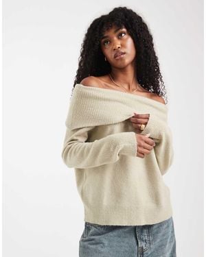 Brave Soul Knitted Bardot Jumper - Natural