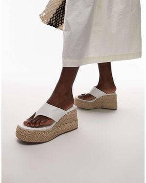 TOPSHOP Heidi Toe Thong Espadrille Wedges - White