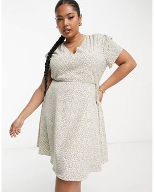 Glamorise V Neck Tie Waist Mini Tea Dress - White