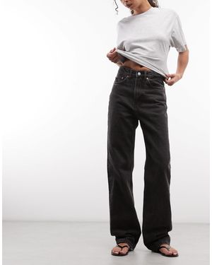 Weekday Rowe Extra High Waist Regular Fit Straight Leg Jeans - Black