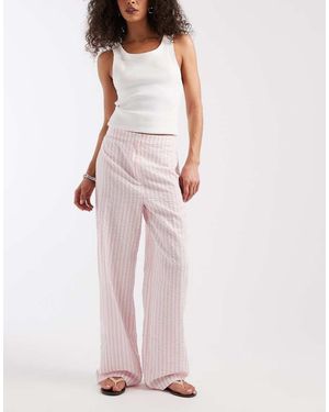 Pieces Pantalones Rosa Rosáceo Y Blancos De Talle Alto
