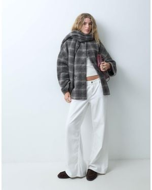 Object Premium kurzer mantel aus wollmix mit abnehmbarem schal - Grau