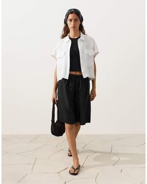 Oysho Camicia Con Colletto E Tasche 100% Lino Sporco - Neutro