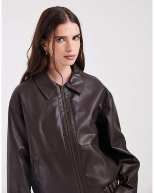 ASOS Giacca Bomber Harrington Effetto Pelle - Nero