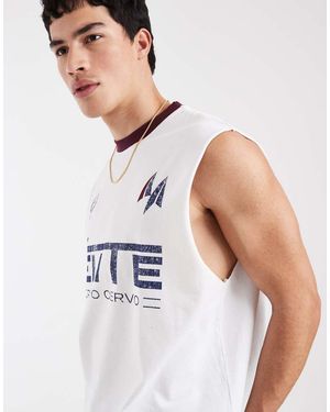 ASOS Rechte Oversized Tanktop Met Grafische Voetbalprint - Wit