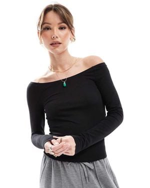 ONLY Long Sleeve Bardot Top - Black