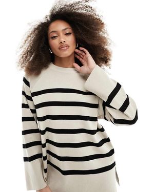Object Maglione Color Crema A Righe Nere Con Scollo Rotondo - Grigio