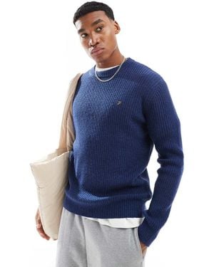 Farah Halton Knitted Rib Jumper - Blue