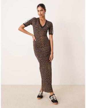 adidas Originals V-Neck Maxi Dress - Natural