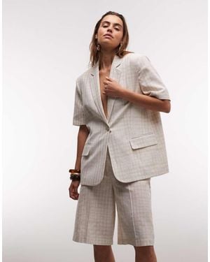 ASOS Pantalones Cortos Color Piedra A Cuadros Estilo Bermudas (Parte De Un Conjunto)-Neutro