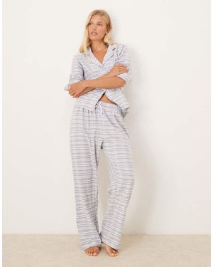 Brave Soul Cotton Long Sleeve Shirt Pyjama Set - White