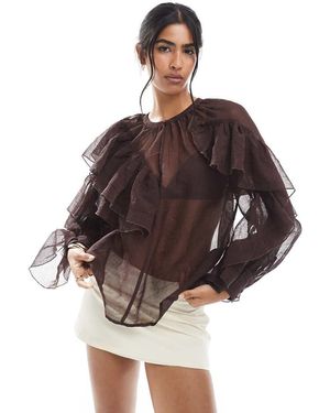 Vero Moda Ruffle Boho Blouse - Brown