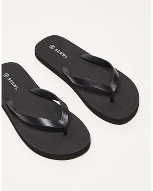 SEQWL Mamun Thong Flip Flops - Black