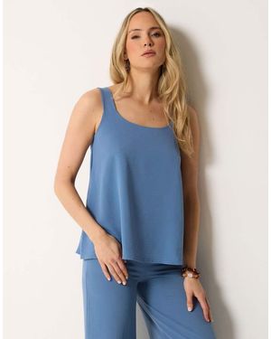 Long Tall Sally Linen Look Vest Top - Blue
