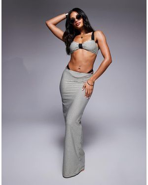 Moda Minx Falda Larga A Rayas Monocromáticas De Tejido Texturizado De -Negro - Gris