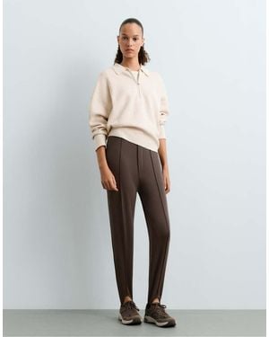 Oysho Fitted Stirrup Trousers With Cotton - White