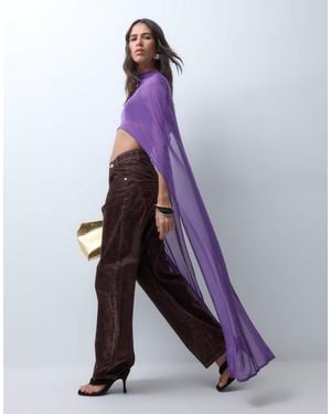 ASOS Mesh Floor Length Mesh Cape Top - Purple