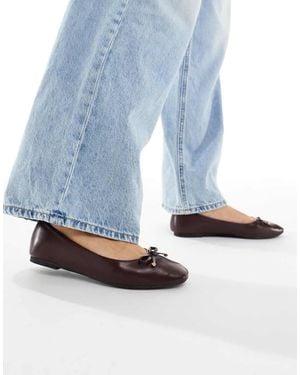 New Look Bow Pu Ballet Flats - Blue