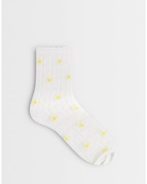 Pieces – pointelle-socken - Natur
