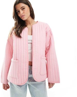 ASOS Quilted Stripe Jacket - Pink