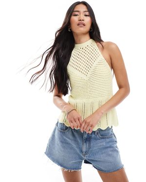 Miss Selfridge – gehäkeltes neckholder-oberteil - Blau