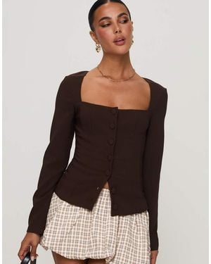 Princess Polly Gaskin Top Sartoriale Con Scollo Quadrato E Abbottonatura Frontale - Nero