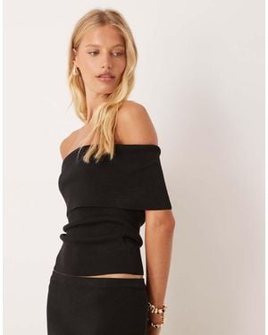 Pretty Lavish Bardot Knit Top - Black