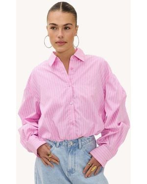Loavies Create Your Spring Cropped Striped Blouse - Pink