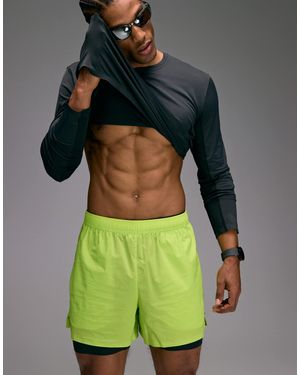 4505 Premium 3 Inch Woven Running Short With Zip Pockets And Bonded Hem - Green