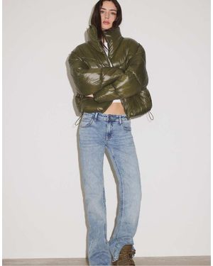 Stradivarius Cropped Jack Met Hoge Hals En Vulling - Blauw