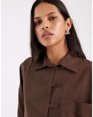 ASOS Oversized Overhemd Met Tabdetail - Bruin