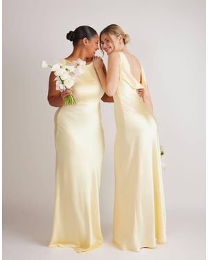 Six Stories Cowl Back Satin Bridesmaid Dress - Natural