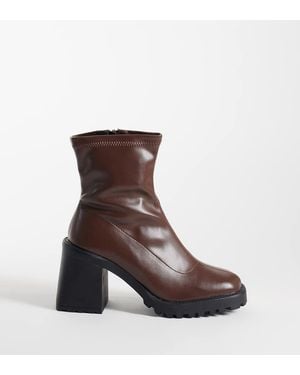 Raid Wide Fit Riona Block Heeled Ankle Boots - Brown