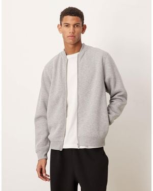 ASOS Jersey Zip-up Bomber Jacket - White