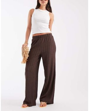 ONLY Wide Leg Textured Trousers - Brown