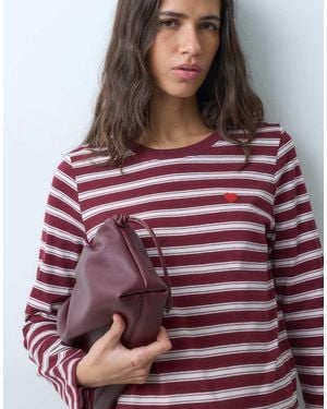 Jdy Heart Embroidery Long Sleeve Top - Purple