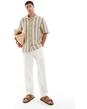 Threadbare Textured Short Sleeve Shirt - White