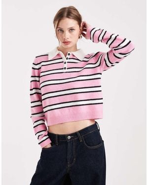 ONLY Boxy Knitted Polo Jumper - Red