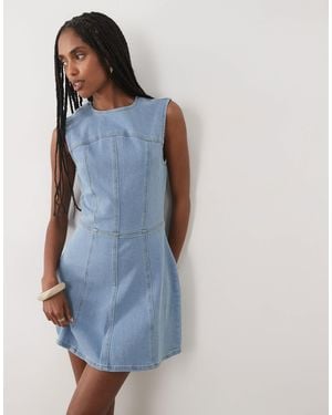 Miss Selfridge Fitted Denim Mini Dress - Blue