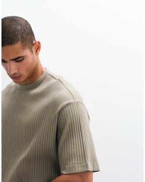 SELECTED T-Shirt A Coste Kaki - Multicolore