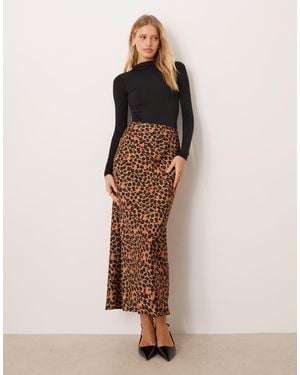 Never Fully Dressed Dorris Satin Maxi Skirt - Brown