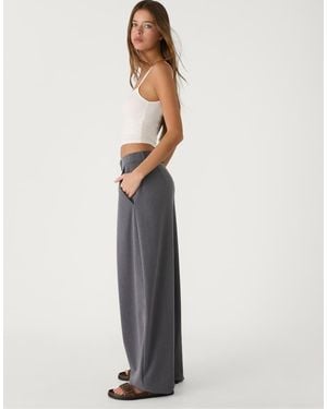 Stradivarius Smart Baggy Trousers With Seam Detail - White