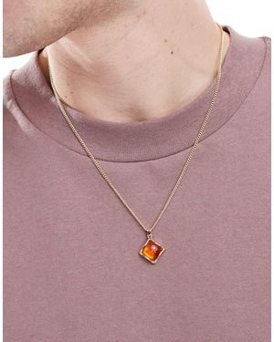 ASOS – e halskette mit bernstein-halbedelsteinanhänger - Lila