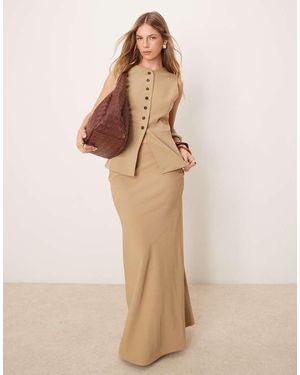 Pretty Lavish Asymmetric Maxi Skirt Co-ord - Natural