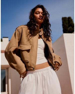 Bershka – jacke aus wildlederimitat - Blau