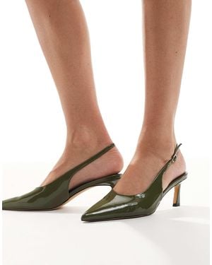 London Rebel Emily Sling Back Kitten Heels - Green