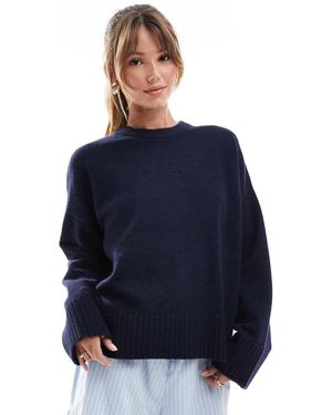 Bershka Chunky Crew Neck Jumper - Blue